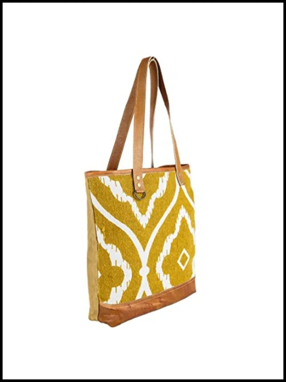 Upcycled Canvas and Leather Tote Bag with Zipper Closure, Heavy Duty Carry On